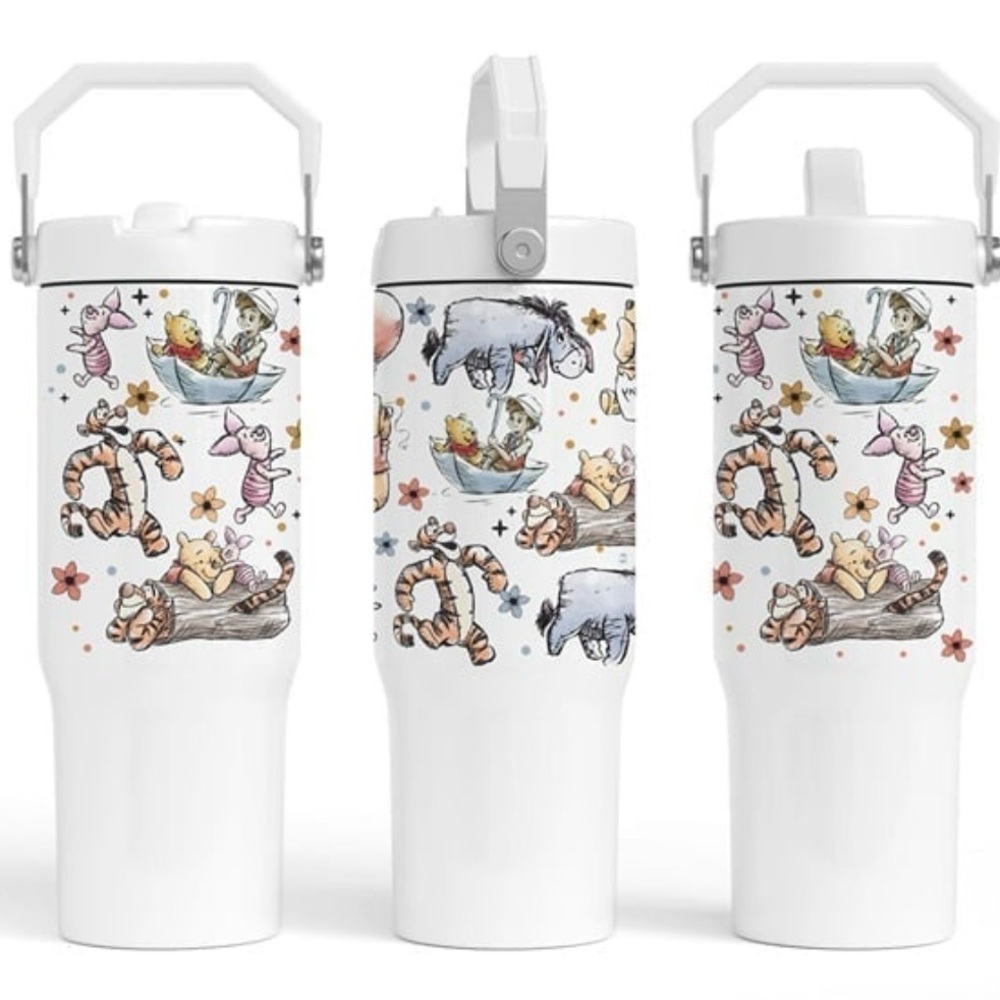 Disney Winnie the Pooh Tiger Piglet Eeyoredonkey 30oz Tumbler Flip Straw Birthda - Picture 6 of 7